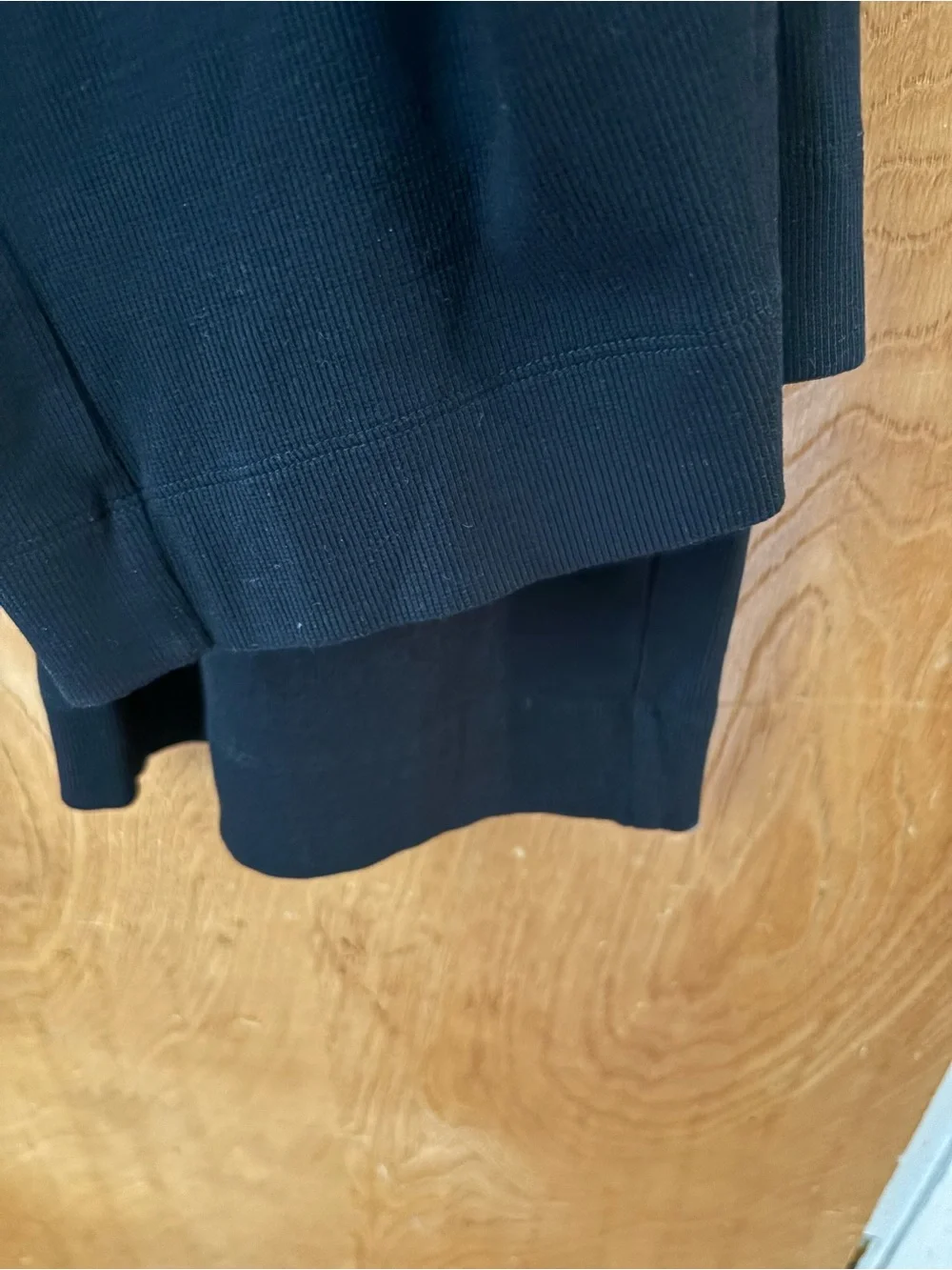 Pact Black Dream Rib Wide Leg pull on Lounge Pant patch pocket L